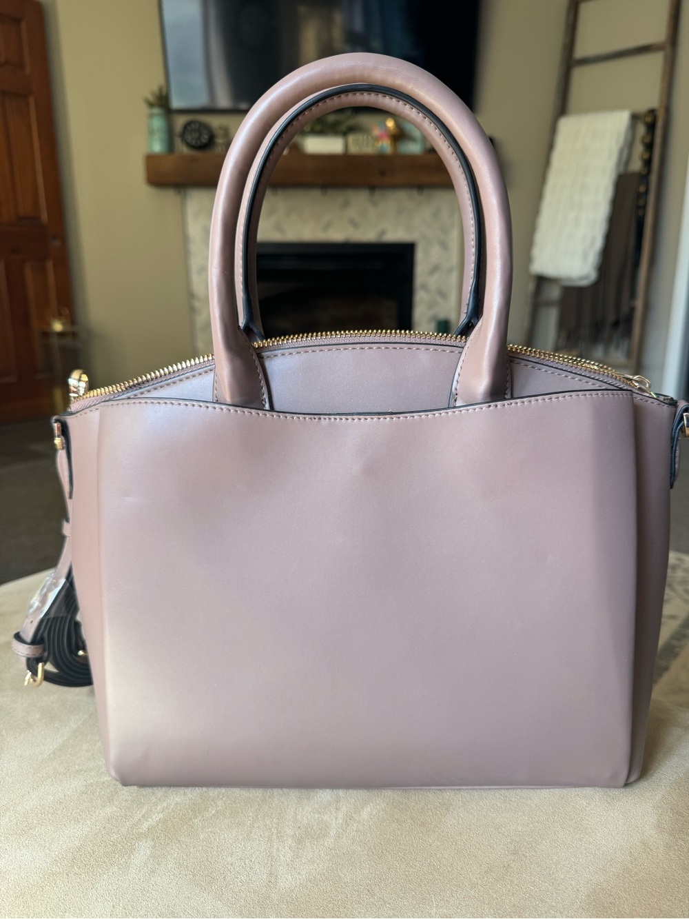 Elegant Mauve vegan leatherSatchel Handbag - Women Bags